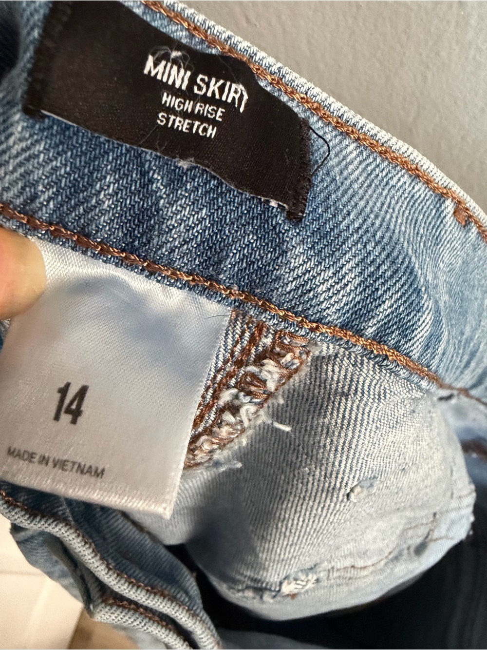 Express Light Wash Denim Jean Skirt High Rise Stretch - Picture 7 of 8